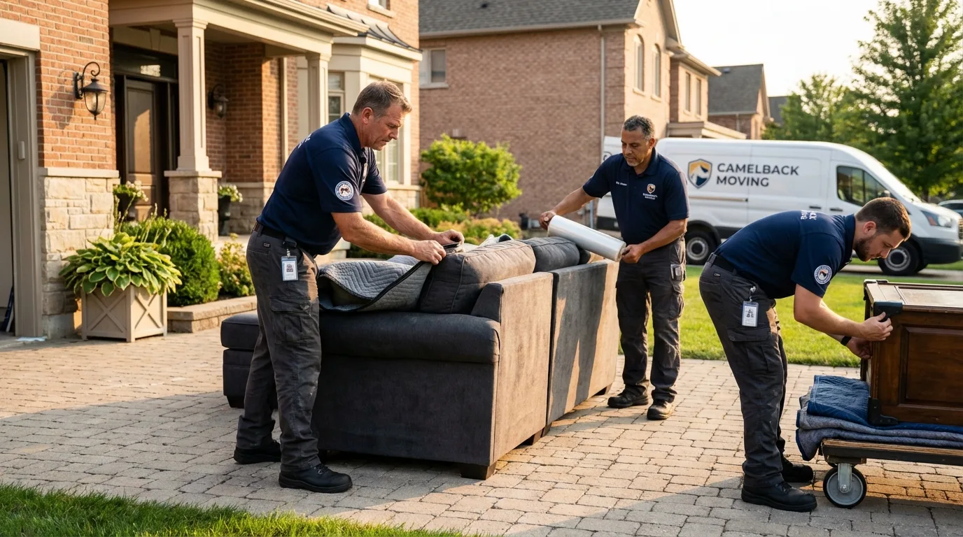 Large estate moving crew wrapping furniture in Dunbar, WV
